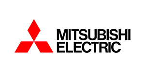 Logo Mitsubishi: trzy czerwone romby tworzące trójkątny znak, obok czarny napis „Mitsubishi” na białym tle.